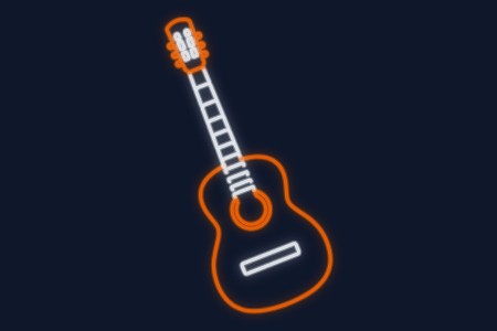 Cartel neón Silueta de guitarra española con detalles
