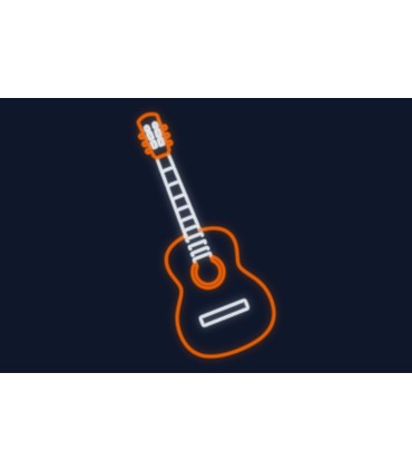 Cartel neón Silueta de guitarra española con detalles