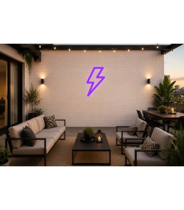 Cartel neón Silueta de rayo de neón decorativo para fiestas Violeta Terraza