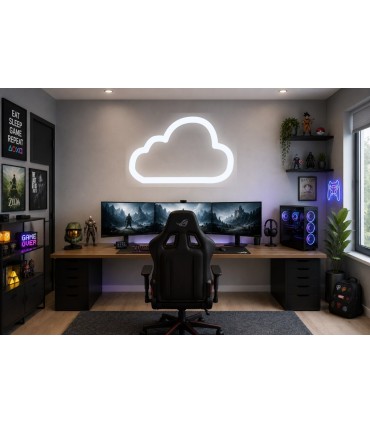 Cartel neón Silueta de nube decorativa para eventos Blanco frío Gaming