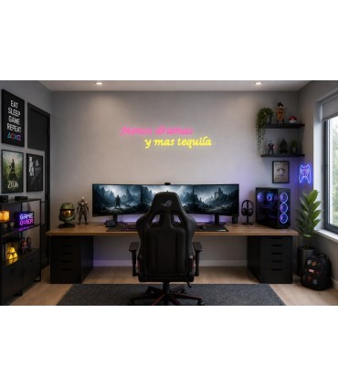 Cartel neón Frase de neón sobre el tequila Rosa Gaming