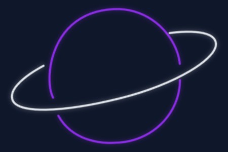 Cartel neón Planeta saturno con sus anillos
