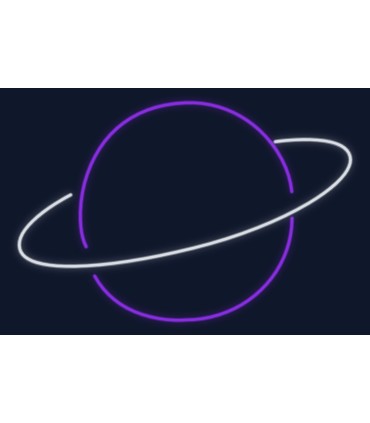 Cartel neón Planeta saturno con sus anillos