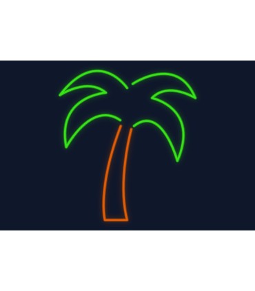 Cartel neón Palmera tropical decorativa en neón