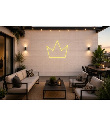 Cartel neón Corona elegante para decoración Amarillo limón Terraza