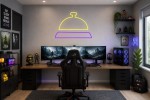 Cartel neón Timbre recepción hotel premium Violeta Gaming
