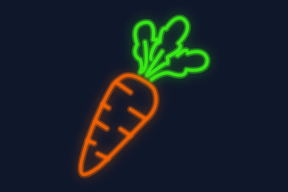 Cartel neón Zanahoria vegetariana orgánica