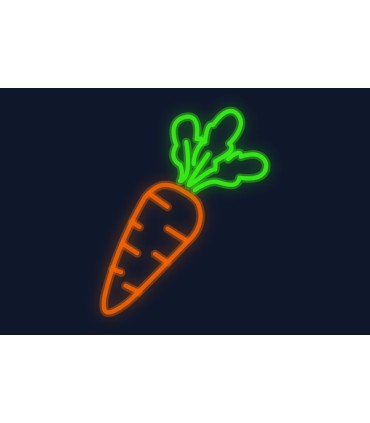 Cartel neón Zanahoria vegetariana orgánica