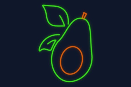 Cartel neón Aguacate producto natural y orgánico
