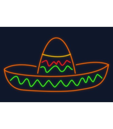 Cartel neón Sombrero típico mexicano tradicional