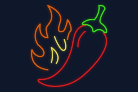 Cartel neón Guindilla picante cocina mexicana