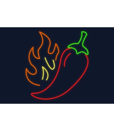 Cartel neón Guindilla picante cocina mexicana