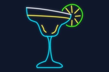 Cartel neón Margarita cóctel estilo mexicano