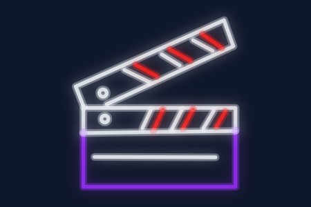 Cartel neón Claqueta cine producción película