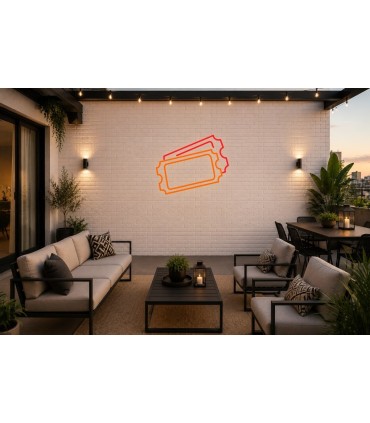 Cartel neón Entrada cine espectáculo premium Naranja Terraza