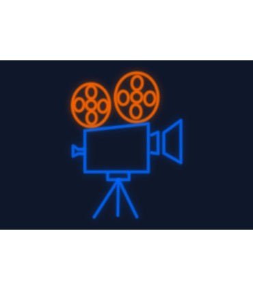 Cartel neón Cámara cine producción cinematográfica
