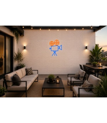 Cartel neón Cámara cine producción cinematográfica Naranja Terraza