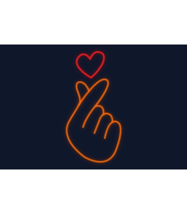 Cartel neón Gesto de mano corazón con los dedos kpop fan
