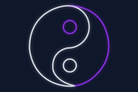 Cartel neón Yin-yang equilibrio armonía zen