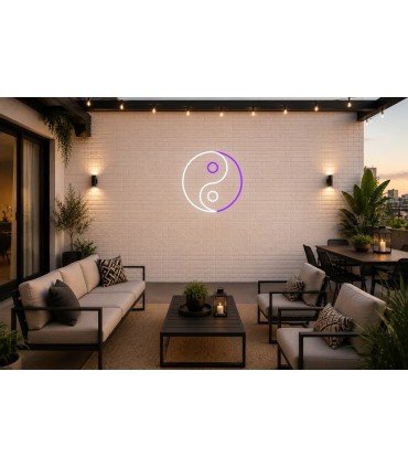 Cartel neón Yin-yang equilibrio armonía zen Violeta Terraza
