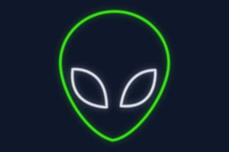 Cartel neón Alien ciencia ficción futurista