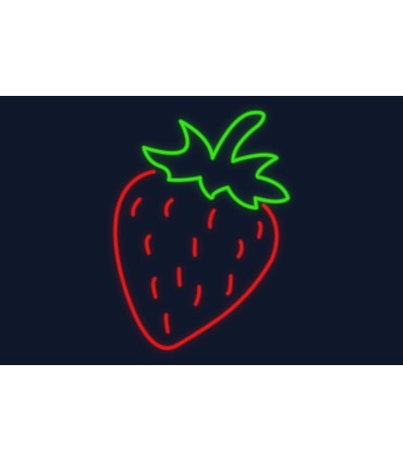 Cartel neón Fresa fruta natural orgánica roja