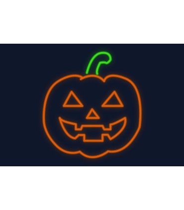 Cartel neón Calabaza con cara de halloween