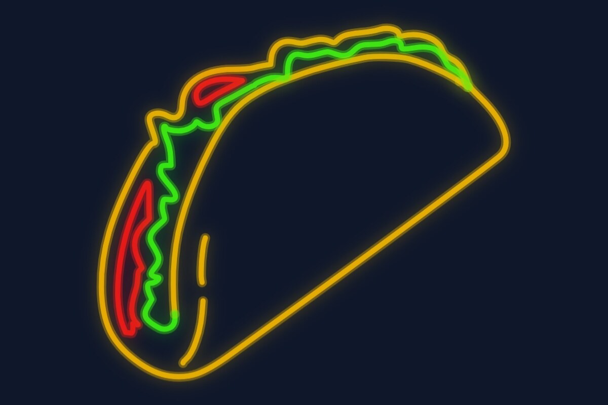 Cartel neón Taco mexicano crujiente