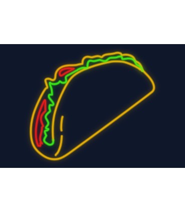 Cartel neón Taco mexicano crujiente