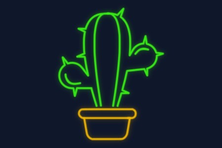 Cartel neón Cactus en maceta