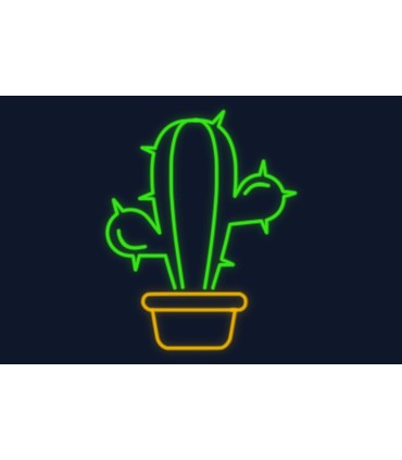 Cartel neón Cactus en maceta