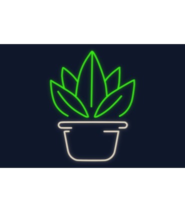 Cartel neón Planta suculenta en maceta