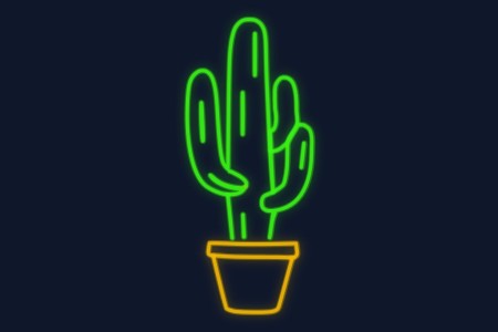 Cartel neón Cactus decorativo en maceta