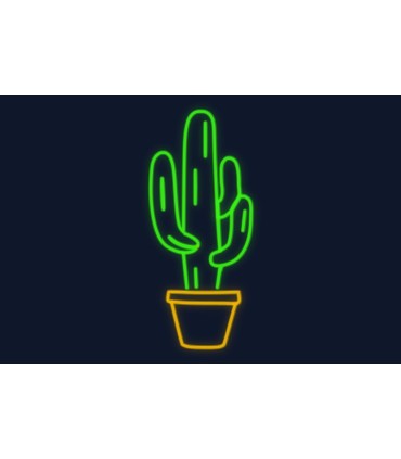 Cartel neón Cactus decorativo en maceta