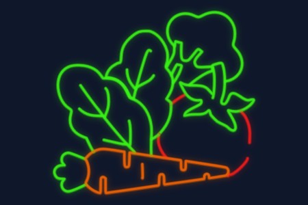 Cartel neón Cosecha de verduras