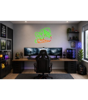 Cartel neón Cosecha de verduras Verde Gaming