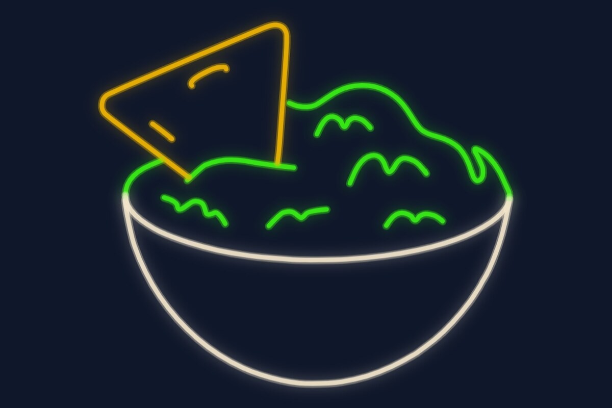 Cartel neón Nachos con guacamole