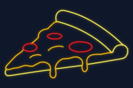 Cartel neón Porción pizza italiana