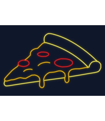 Cartel neón Porción pizza italiana