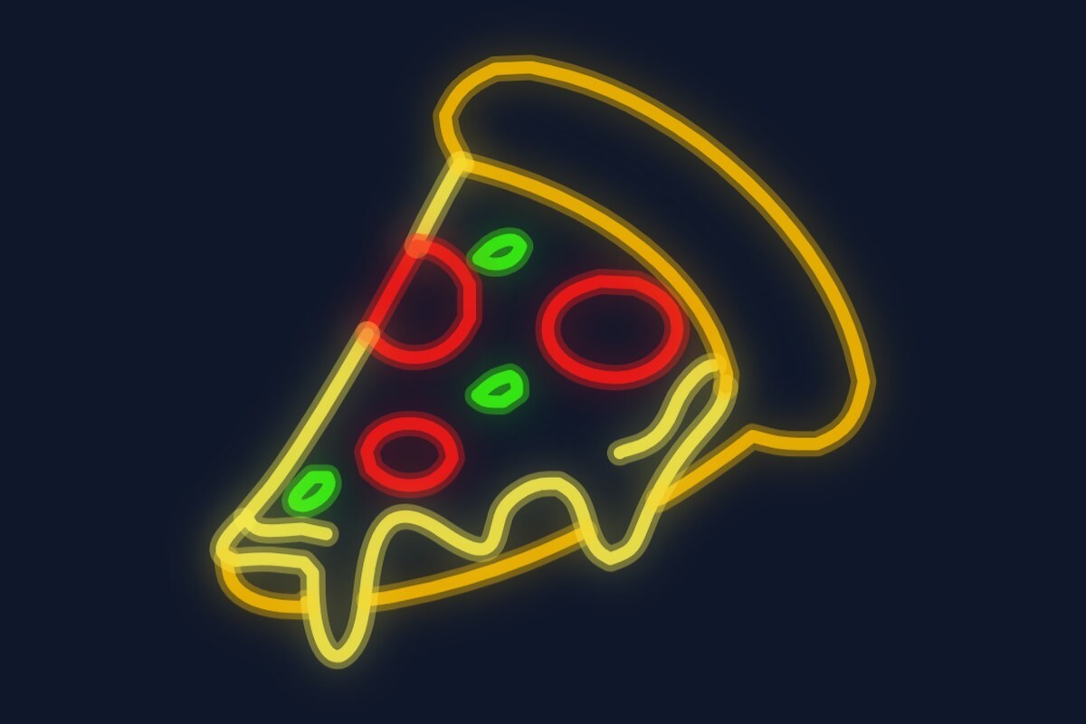 Cartel neón Trozo de pizza