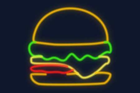 Cartel neón Hamburguesa clásica completa