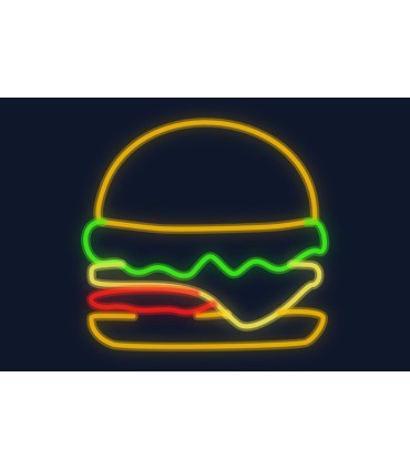 Cartel neón Hamburguesa clásica completa