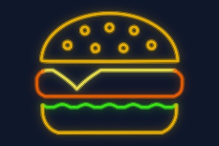 Cartel neón Hamburguesa clásica con queso