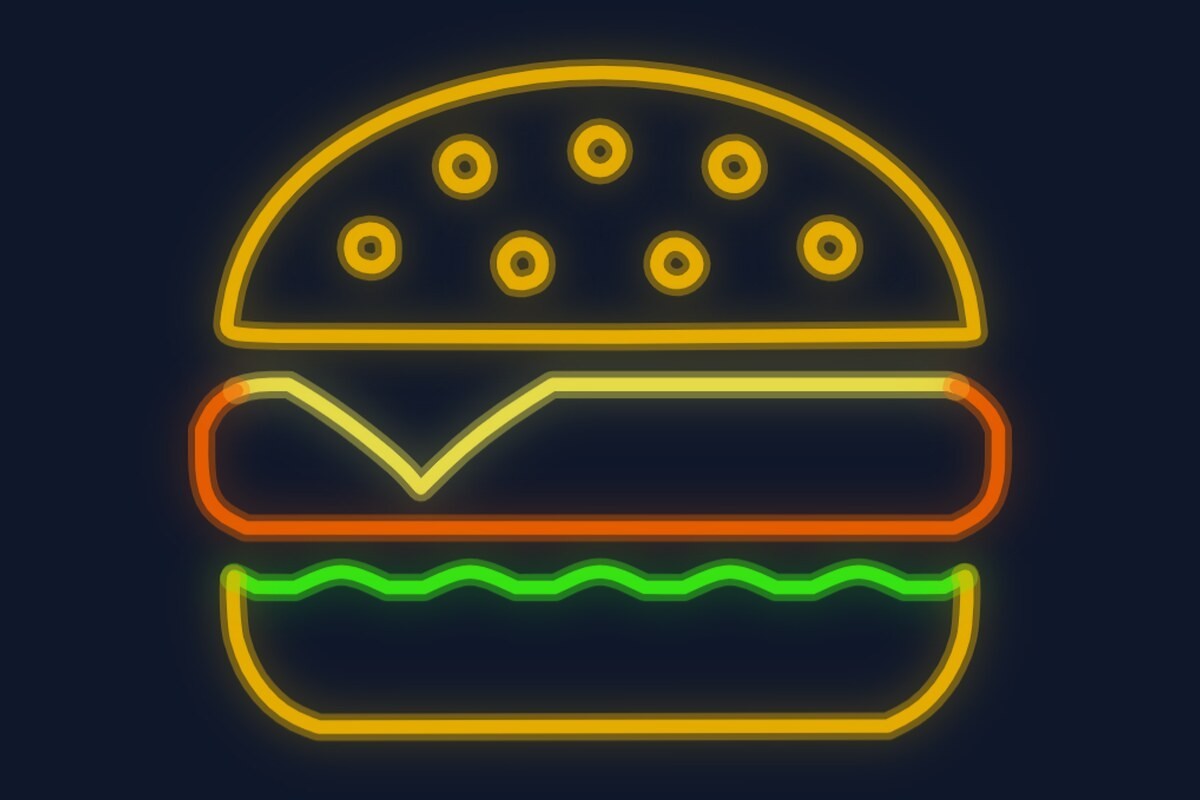 Cartel neón Hamburguesa clásica con queso