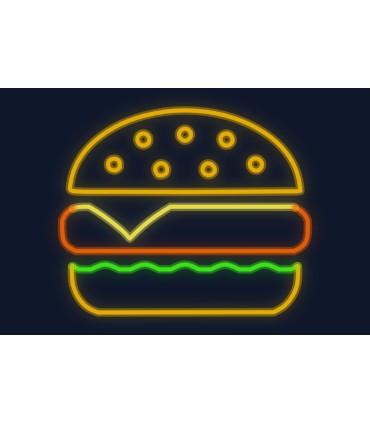 Cartel neón Hamburguesa clásica con queso