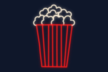 Cartel neón Palomitas de maíz para cine