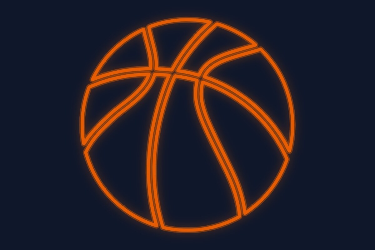 Cartel neón Balón de baloncesto
