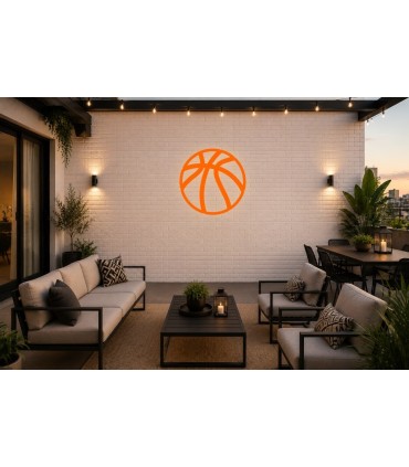 Cartel neón Balón de baloncesto Naranja Terraza