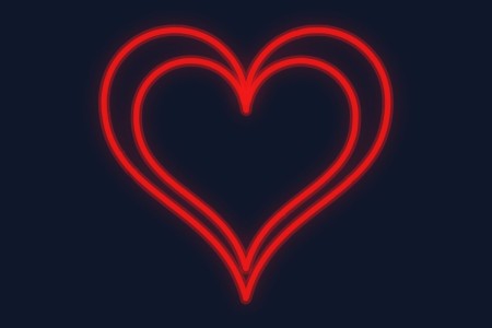 Cartel neón Corazón doble romántico decorativo