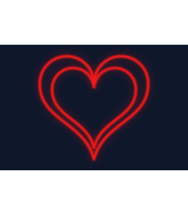Cartel neón Corazón doble romántico decorativo